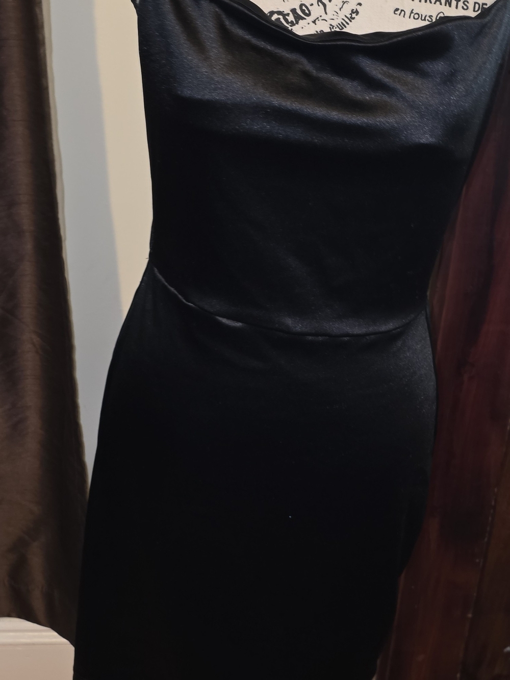 Planet Gold Black Strapless Satin Slip Dress Mefium